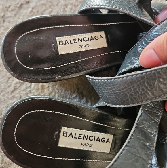 Balenciaga Womens Gray Arena Studded Gladiator Wedge 37.5 - Picture 12 of 14